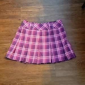 Purple plaid pleated skirt